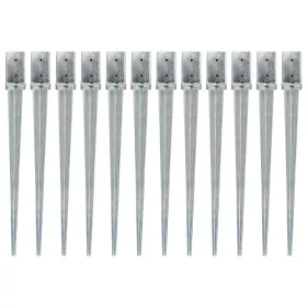    12 db ezüstszínű horganyzott acél kerítéstüske 8 x 8 x 91 cm
