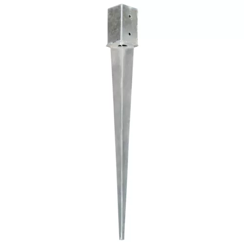  12 db ezüstszínű horganyzott acél kerítéstüske 8 x 8 x 91 cm