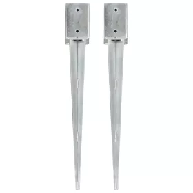    2 db ezüstszínű horganyzott acél kerítéstüske 9 x 9 x 75 cm