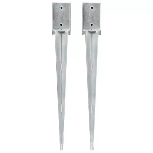  2 db ezüstszínű horganyzott acél kerítéstüske 9 x 9 x 75 cm