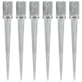    6 db ezüstszínű horganyzott acél kerítéstüske 9 x 9 x 75 cm