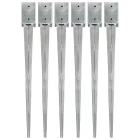    6 db ezüstszínű horganyzott acél kerítéstüske 9 x 9 x 90 cm