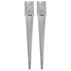    2 db ezüstszínű horganyzott acél kerítéstüske 10 x 10 x 76 cm