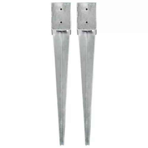  2 db ezüstszínű horganyzott acél kerítéstüske 10 x 10 x 76 cm