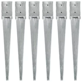    6 db ezüstszínű horganyzott acél kerítéstüske 10 x 10 x 76 cm
