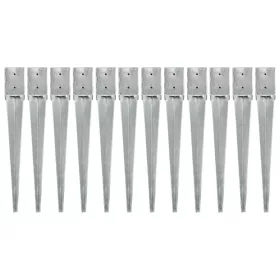    12 db ezüstszínű horganyzott acél kerítéstüske 10 x 10 x 76 cm