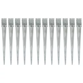    12 db ezüstszínű horganyzott acél kerítéstüske 10 x 10 x 91 cm