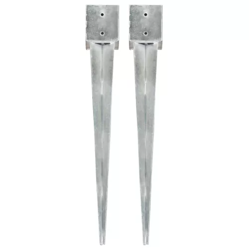 2 db ezüstszínű horganyzott acél kerítéstüske 12 x 12 x 89 cm