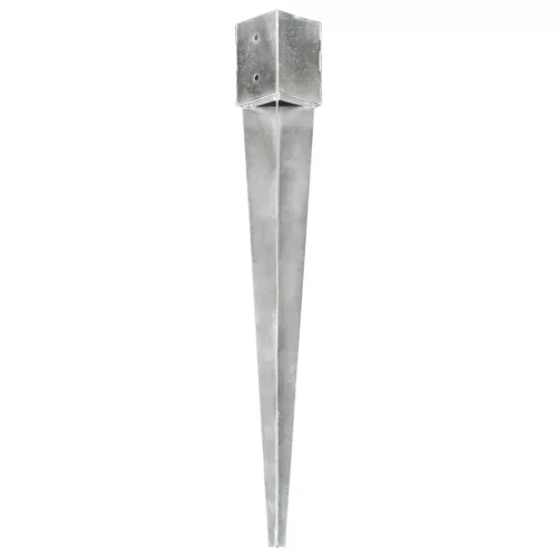  2 db ezüstszínű horganyzott acél kerítéstüske 12 x 12 x 89 cm