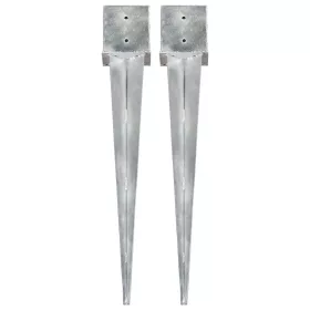    2 db ezüstszínű horganyzott acél kerítéstüske 14 x 14 x 91 cm