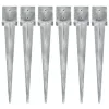  6 db ezüstszínű horganyzott acél kerítéstüske 14 x 14 x 91 cm