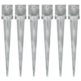    6 db ezüstszínű horganyzott acél kerítéstüske 14 x 14 x 91 cm