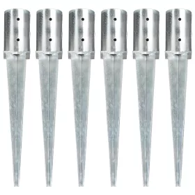    6 db ezüstszínű horganyzott acél kerítéstüske 8 x 61 cm