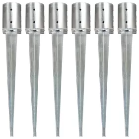    6 db ezüstszínű horganyzott acél kerítéstüske 10 x 76 cm