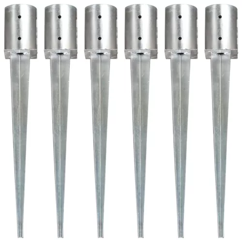  6 db ezüstszínű horganyzott acél kerítéstüske 10 x 76 cm