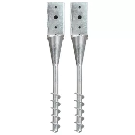    2 db ezüstszínű horganyzott acél kerítéstüske 7 x 7 x 56 cm