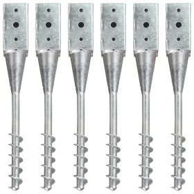    6 db ezüstszínű horganyzott acél kerítéstüske 7 x 7 x 56 cm