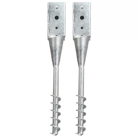    2 db ezüstszínű horganyzott acél kerítéstüske 10 x 10 x 57 cm