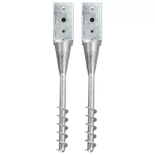  2 db ezüstszínű horganyzott acél kerítéstüske 10 x 10 x 57 cm