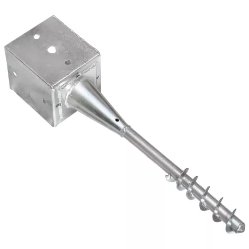  2 db ezüstszínű horganyzott acél kerítéstüske 12 x 12 x 56 cm