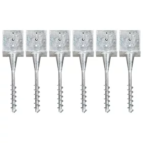    6 db ezüstszínű horganyzott acél kerítéstüske 14 x 14 x 58 cm