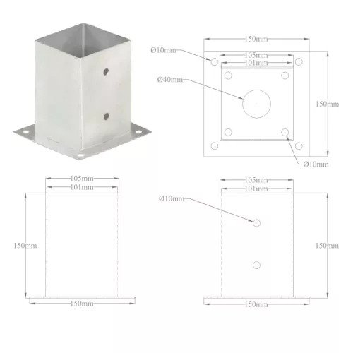  4 db horganyzott fém oszlophorgony 101 mm