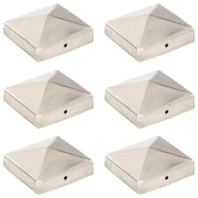    6 db gúla alakú rozsdamentes acél kerítésoszlop-sapka 81x81 mm