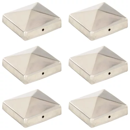  6 db gúla alakú rozsdamentes acél kerítésoszlop-sapka 81x81 mm