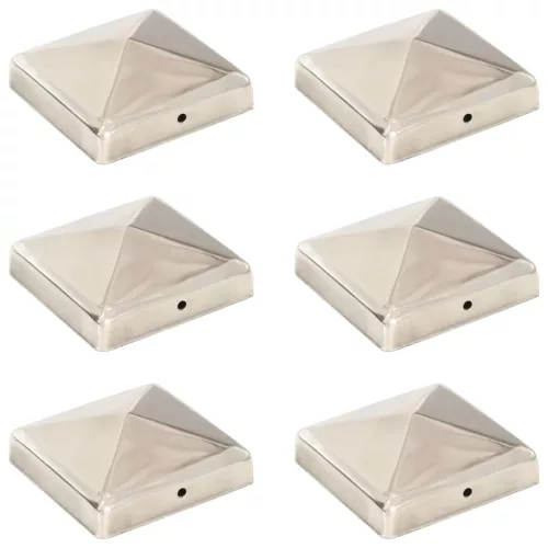  6 db gúla alakú rozsdamentes acél kerítésoszlop-sapka 91x91 mm