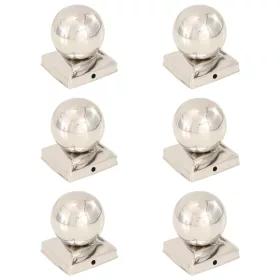    6 db gömb alakú rozsdamentes acél kerítésoszlop-sapka 91x91 mm