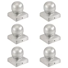    6 db gömb alakú horganyzott fém kerítésoszlop-sapka 71 x 71 mm