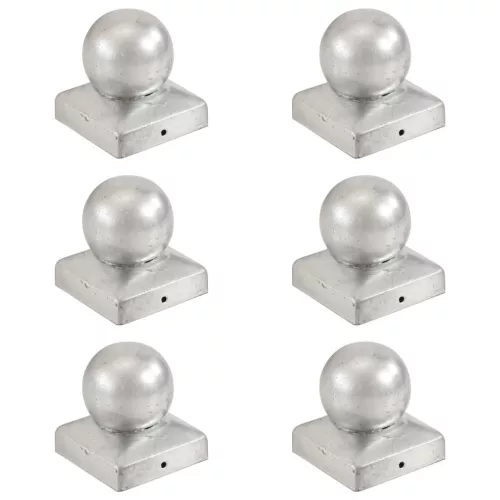  6 db gömb alakú horganyzott fém kerítésoszlop-sapka 71 x 71 mm