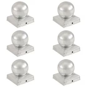    6 db gömb alakú horganyzott fém kerítésoszlop-sapka 91 x 91 mm