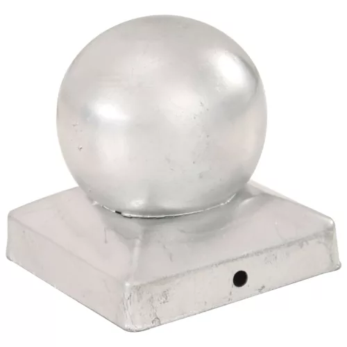  6 db gömb alakú horganyzott fém kerítésoszlop-sapka 91 x 91 mm