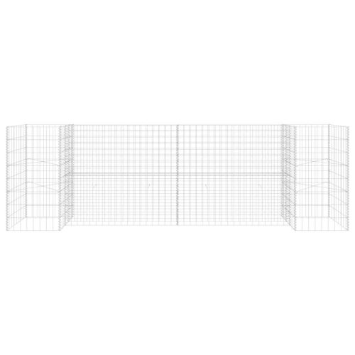  H alakú acéldrót virágtartó gabion 260 x 40 x 80 cm
