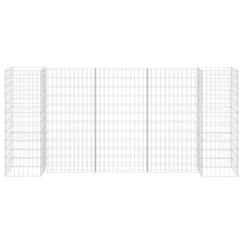  H alakú acéldrót virágtartó gabion 260 x 40 x 120 cm