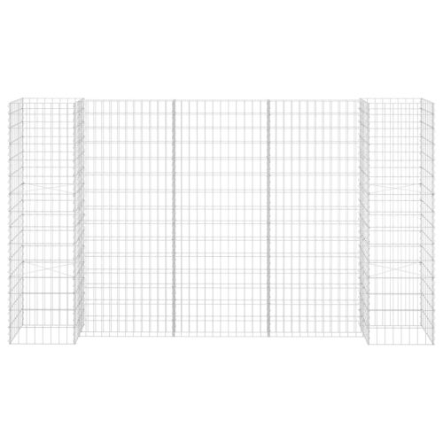  H alakú acéldrót virágtartó gabion 260 x 40 x 150 cm