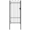  fekete acél ívelt tetejű kerítéskapu 1 x 2 m