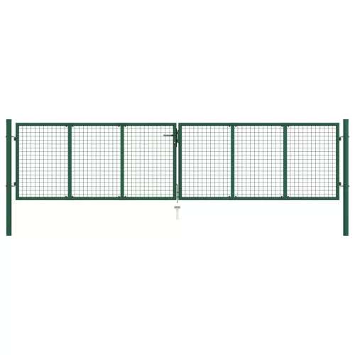  zöld acél rácsos kertkapu 390 x 100 cm