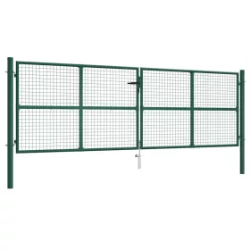  zöld acél rácsos kertkapu 390 x 125 cm