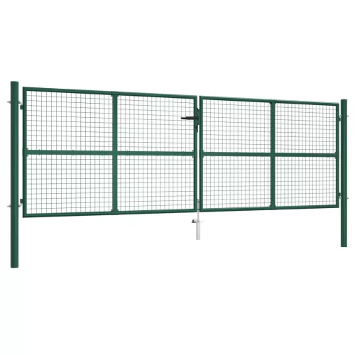  zöld acél rácsos kertkapu 390 x 125 cm