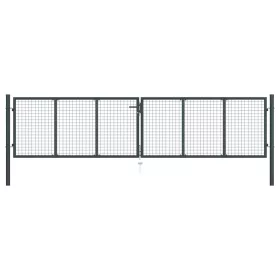  szürke horganyzott acél rácsos kertkapu 400 x 125 cm