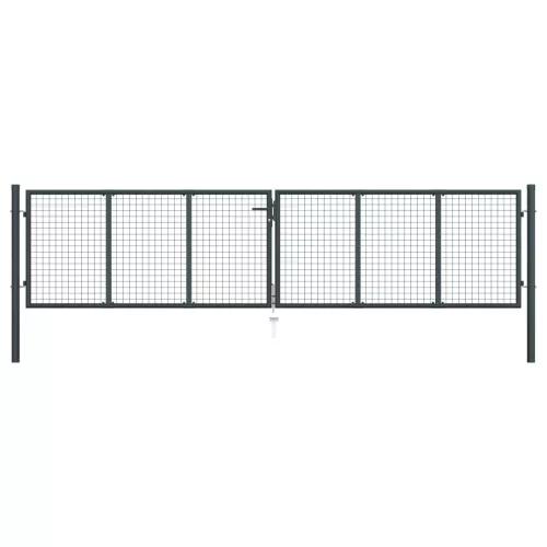  szürke horganyzott acél rácsos kertkapu 400 x 125 cm