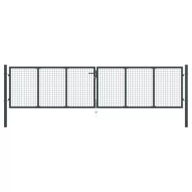  szürke horganyzott acél rácsos kertkapu 400 x 150 cm