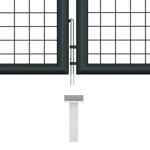  szürke horganyzott acél rácsos kertkapu 400 x 150 cm