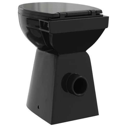  fekete kerámia perem nélküli WC 7 cm extra magasság Soft Close