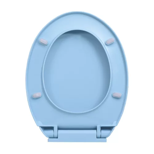  kék ovális WC-ülőke lassan csukódó fedéllel