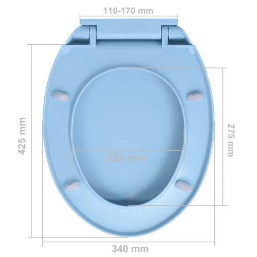  kék ovális gyorsan szerelhető WC-ülőke lassan csukódó fedéllel