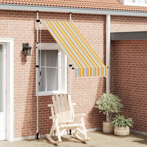  sárga és kék csíkos kézzel feltekerhető napellenző 100 cm