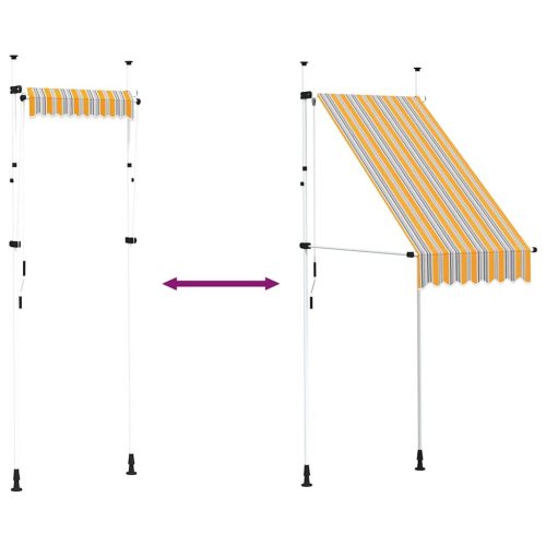  sárga és kék csíkos kézzel feltekerhető napellenző 100 cm